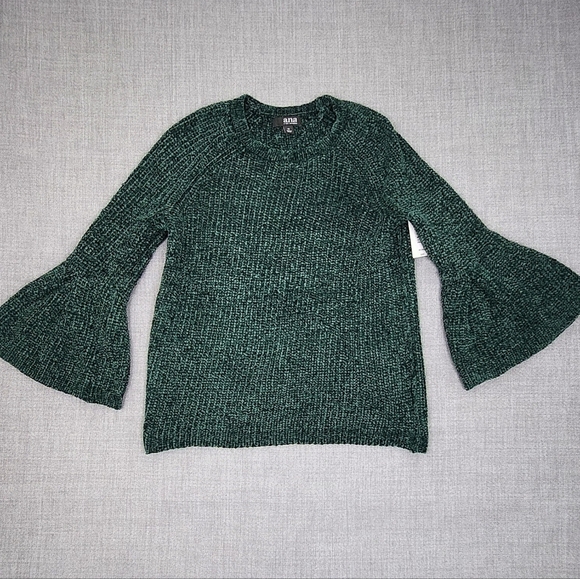 Lot of 2 a.n.a Knit Purple & Green 100% Polyester Sweater Flare Sleeves. Medium - Picture 2 of 11
